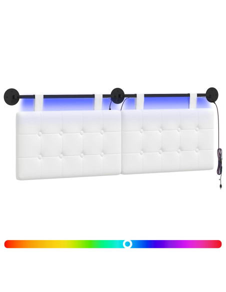 Testiera sospesa Con luce LED Bianco Tessuto