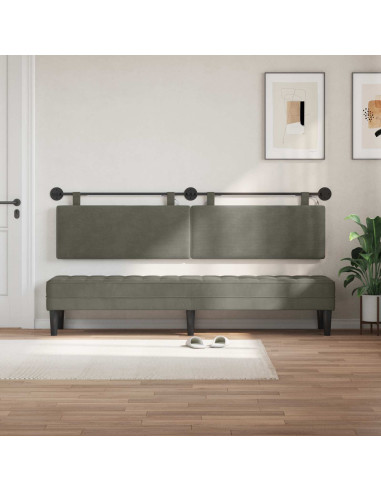 Testiera sospesa Con luce LED Grigio Chiaro Tessuto in Cords