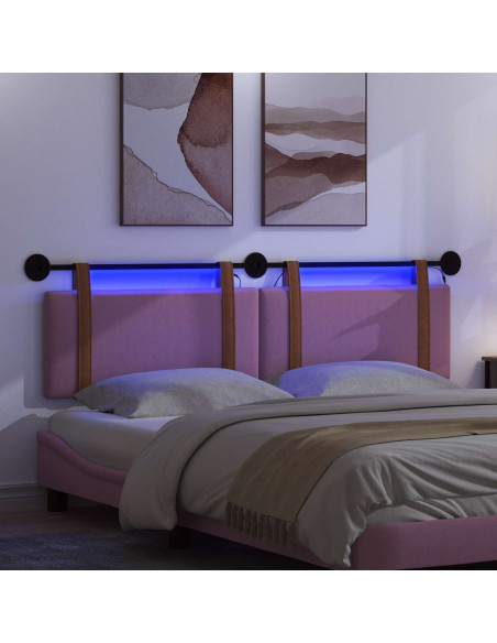 Testiera sospesa Con luce LED Rosa PU Antico