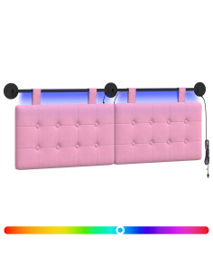 Testiera sospesa Con luce LED Rosa Tessuto 2