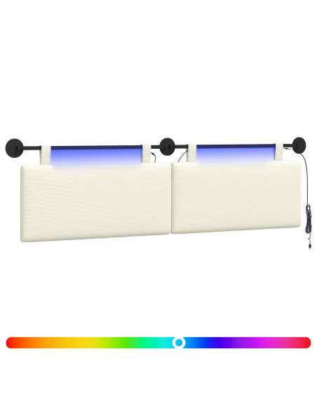 Testiera sospesa Con luce LED Crema Tessuto in Cords