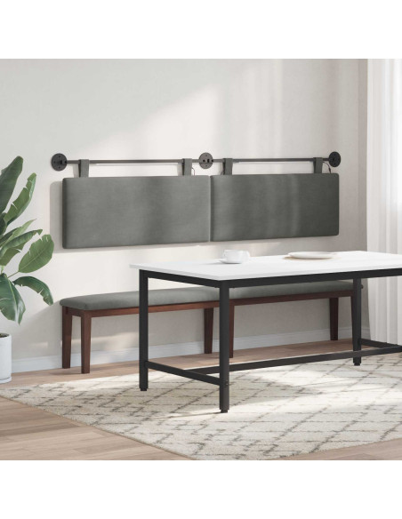 Testiera sospesa Con luce LED Grigio Scuro Tessuto in Cords