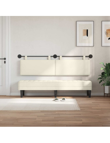 Testiera sospesa Con luce LED Crema Tessuto in Cords