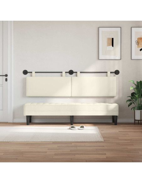Testiera sospesa Con luce LED Crema Tessuto in Cords