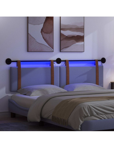 Testiera sospesa Con luce LED Blu jeans PU Antico