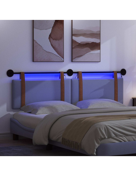 Testiera sospesa Con luce LED Blu jeans PU Antico