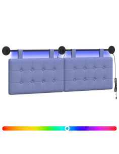 Testiera sospesa Con luce LED Blu jeans Tessuto 2