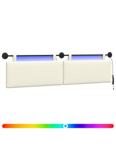 Testiera sospesa Con luce LED Crema Tessuto in Cords 2