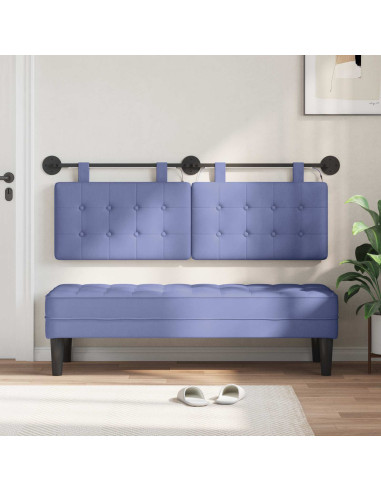 Testiera sospesa Con luce LED Blu jeans Tessuto