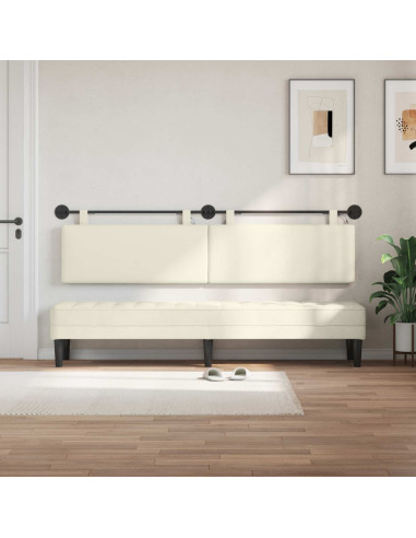 Testiera sospesa Con luce LED Crema Tessuto in Cords