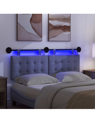 Testiera sospesa Con luce LED Blu jeans Tessuto