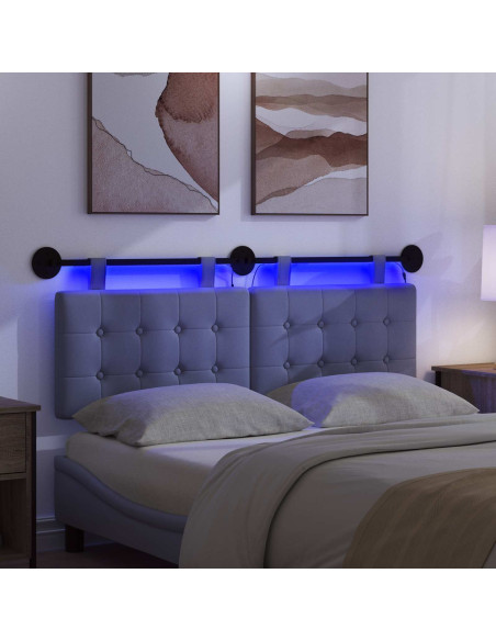 Testiera sospesa Con luce LED Blu jeans Tessuto