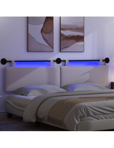 Testiera sospesa Con luce LED Crema Tessuto in Cords