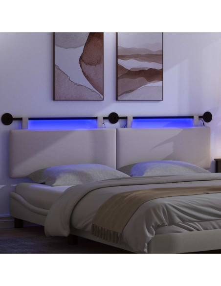 Testiera sospesa Con luce LED Crema Tessuto in Cords