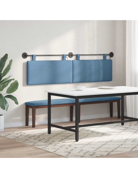 Testiera sospesa Con luce LED Blu Tessuto in Cords