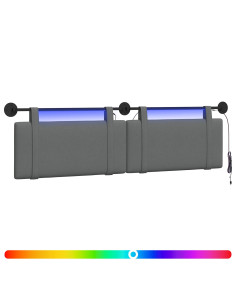Testiera sospesa Con luce LED Grigio Scuro Tessuto 2