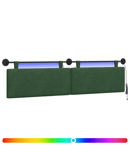 Testiera sospesa Con luce LED Verde Giungla Tessuto in Cords