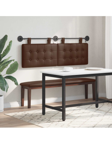 Testiera sospesa Con luce LED Marrone Similpelle