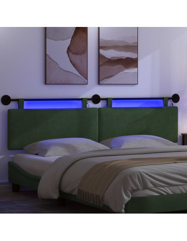 Testiera sospesa Con luce LED Verde Giungla Tessuto in Cords