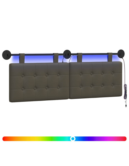 Testiera sospesa Con luce LED Grigio Similpelle