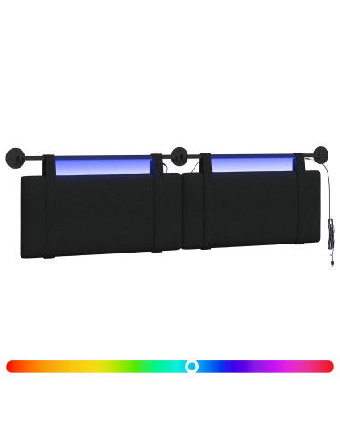 Testiera sospesa Con luce LED Nero Tessuto