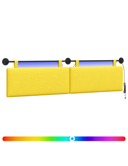 Testiera sospesa Con luce LED Giallo Chiaro Tessuto in Cords