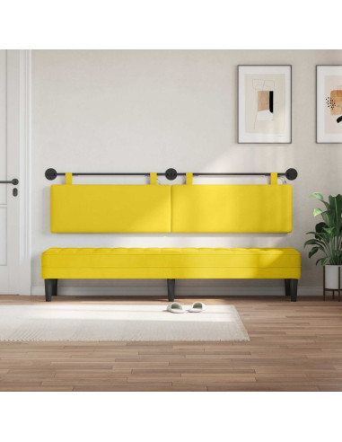 Testiera sospesa Con luce LED Giallo Chiaro Tessuto in Cords