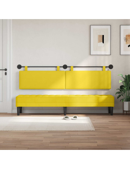 Testiera sospesa Con luce LED Giallo Chiaro Tessuto in Cords