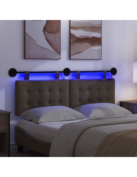 Testiera sospesa Con luce LED Grigio Similpelle