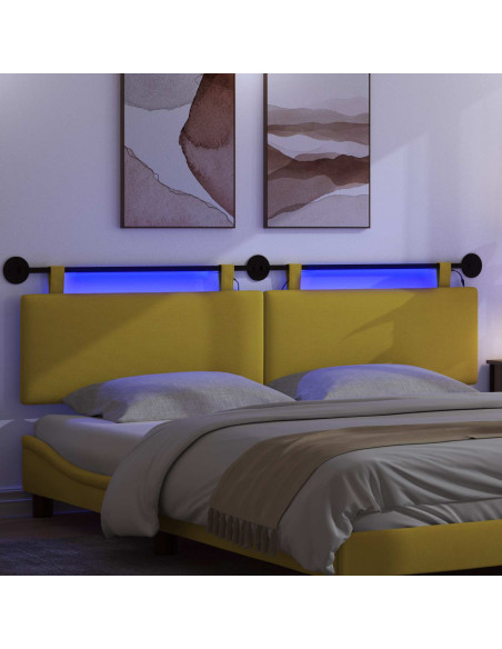 Testiera sospesa Con luce LED Giallo Chiaro Tessuto in Cords