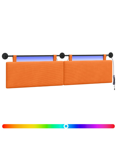 Testiera sospesa Con luce LED Arancione Tessuto in Cords