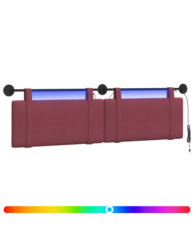 Testiera sospesa Con luce LED Rosso Vino Tessuto