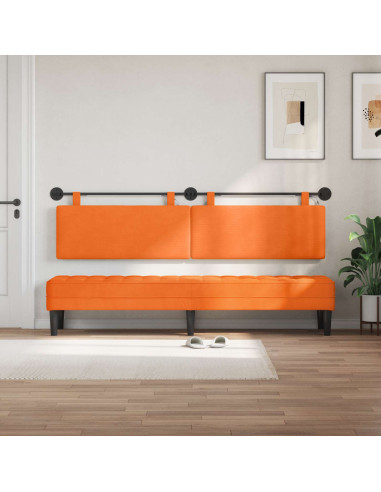 Testiera sospesa Con luce LED Arancione Tessuto in Cords