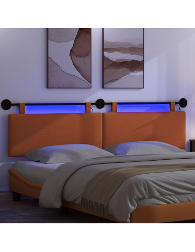 Testiera sospesa Con luce LED Arancione Tessuto in Cords