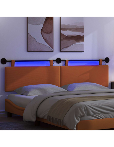 Testiera sospesa Con luce LED Arancione Tessuto in Cords