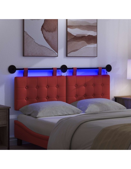 Testiera sospesa Con luce LED Rosso Similpelle