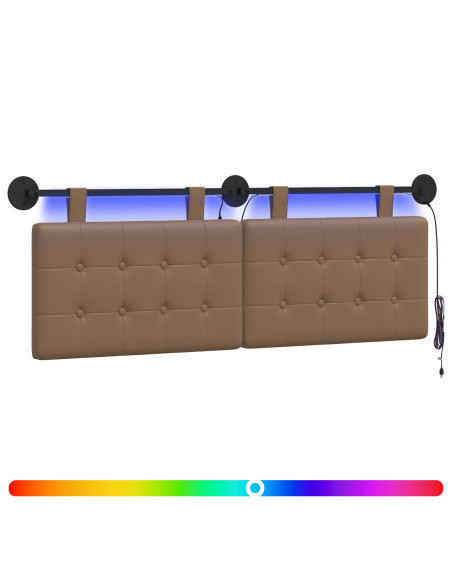 Testiera sospesa Con luce LED Cappuccino Similpelle