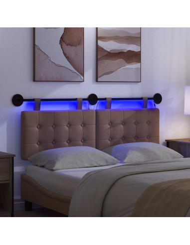 Testiera sospesa Con luce LED Cappuccino Similpelle