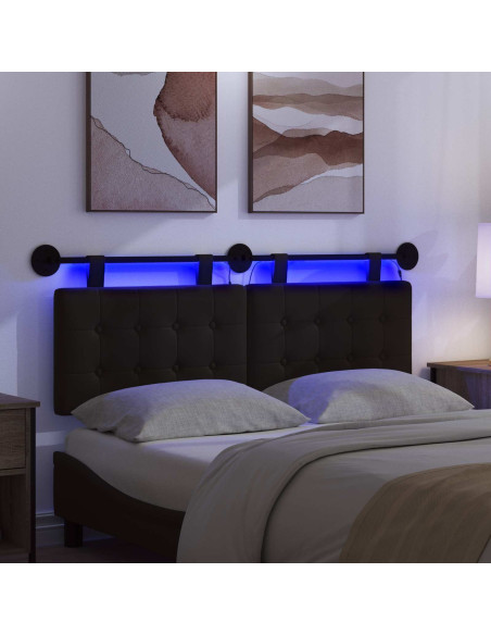Testiera sospesa Con luce LED Nero Similpelle