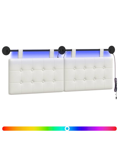 Testiera sospesa Con luce LED Bianco Similpelle