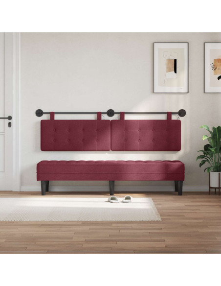 Testiera sospesa Con luce LED Rosso Vino Tessuto