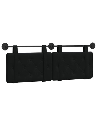 Testata appesa Montaggio a parete Nero 130 x 55 x 5 cm Velluto