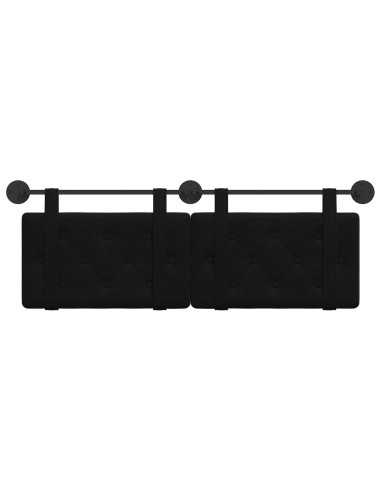 Testata appesa Montaggio a parete Nero 130 x 55 x 5 cm Velluto