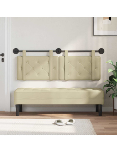 Testata appesa Crema 130 x 55 x 5 cm Pelle Sintetica
