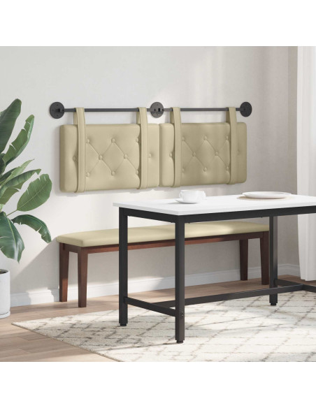 Testata appesa Crema 130 x 55 x 5 cm Pelle Sintetica