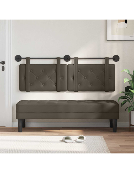 Testata appesa Grigio 130 x 55 x 5 cm Pelle Sintetica
