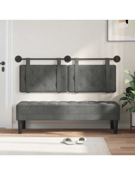 Testata appesa Grigio scuro 150 x 55 x 5 cm Velluto