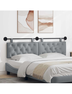 Testiera sospesa Con luce LED Grigio Chiaro Tessuto
