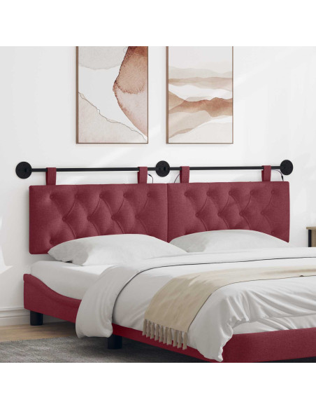 Testiera sospesa Con luce LED Rosso Vino Tessuto
