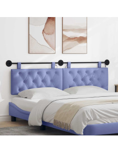 Testiera sospesa Con luce LED Blu jeans Tessuto